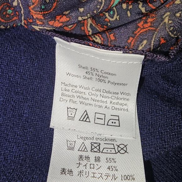 Eddie Bauer, Button Up, Paisley, Crewneck Cardigan with Sweater Back Medium - Picture 9 of 10